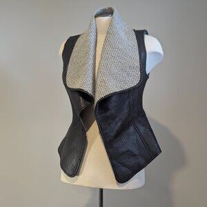 Black Gray Wool Knit Vest Collegiate  Small Goth Workwear Layering Statement